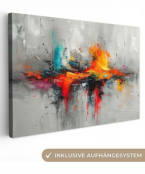 OneMillionCanvasses® Leinwandbild Modern - Orange - Grau - Kunst, Fotodruck günstig online kaufen