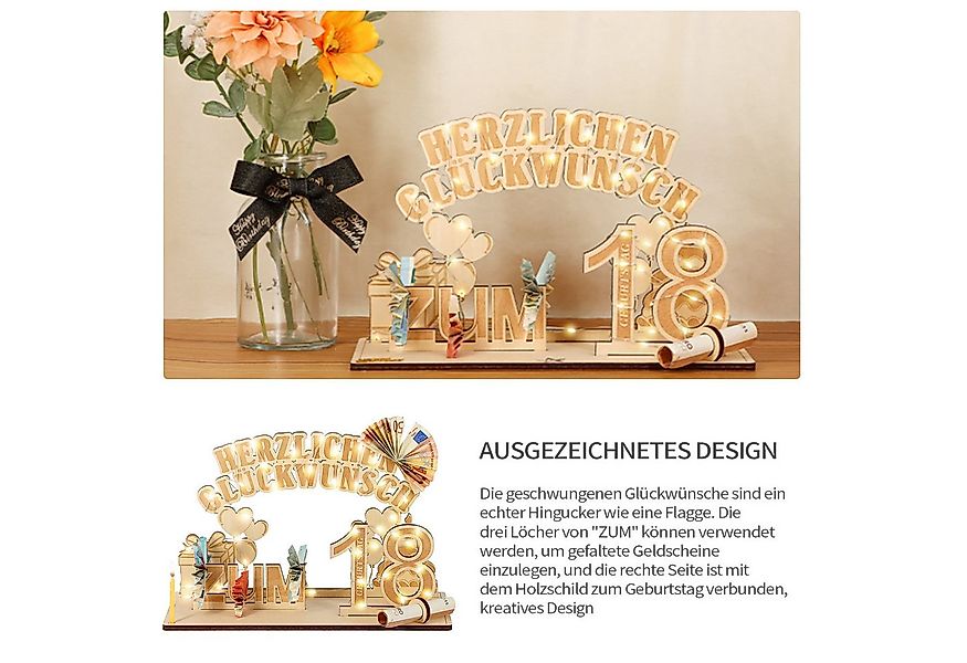 Refttenw Dekoobjekt Geldgeschenke Geburtstag mit LED Lichterkette, Geldgesc günstig online kaufen