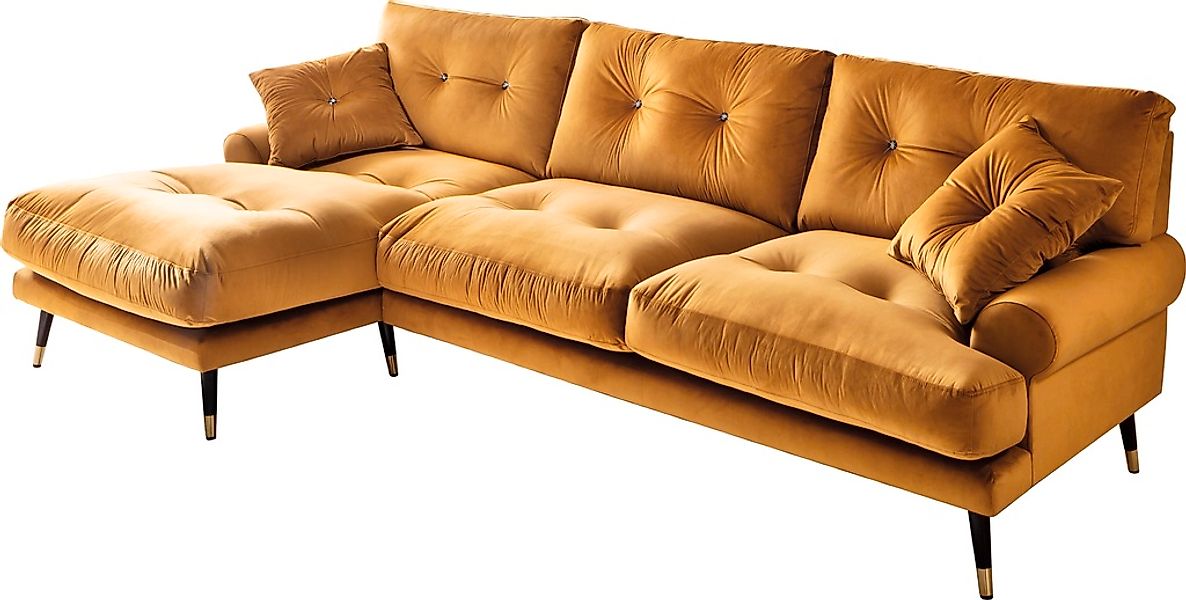 Trends by HG Ecksofa »Samir L-Form«, mit Strasssteinen und goldfarben Appli günstig online kaufen