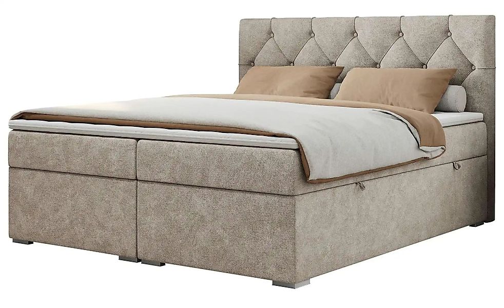 Boxbett mit Bettkasten Alda ¦ beige ¦ Maße (cm): B: 180 H: 118 Betten > Kom günstig online kaufen