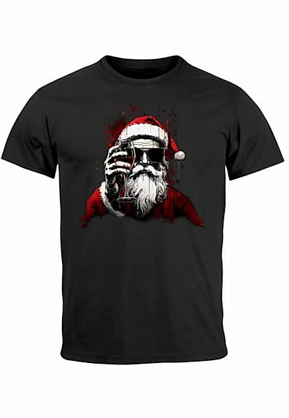 MoonWorks Print-Shirt Herren T-Shirt Weihnachten Weihnachtsmann Alkohol Wei günstig online kaufen