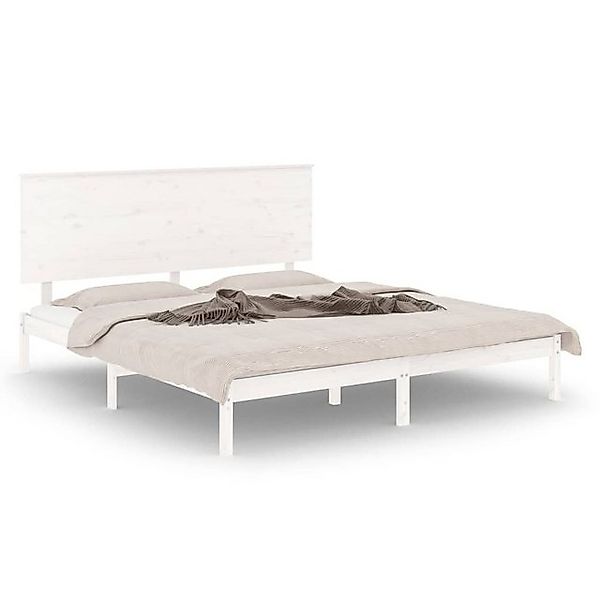 vidaXL Bettgestell Massivholzbett Weiß 150x200 cm 5FT King Size Bett Bettge günstig online kaufen