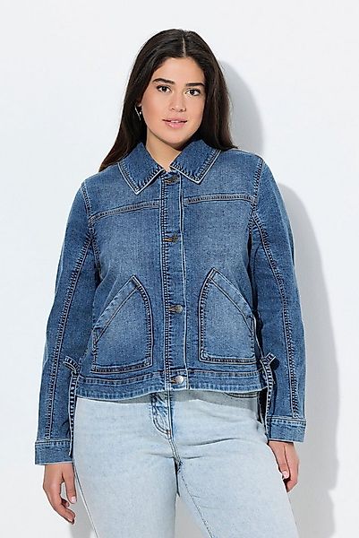 Ulla Popken Sommerjacke Jeansjacke Rückendruck Oversized Hemdkragen günstig online kaufen
