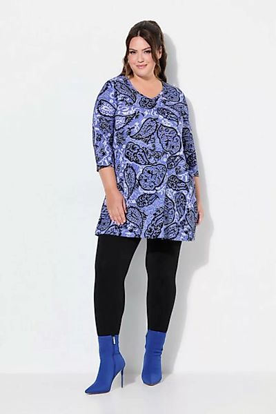 Ulla Popken Longshirt Longshirt Paisley A-Linie V-Ausschnitt 3/4-Arm günstig online kaufen