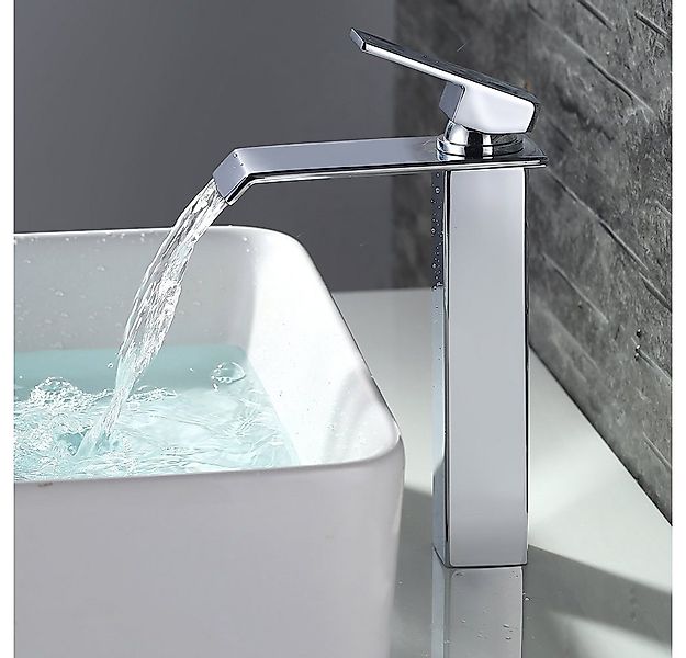 HOMELODY Badarmatur wasserfall Wasserhahn Bad Hoch Waschtischarmatur Waschb günstig online kaufen
