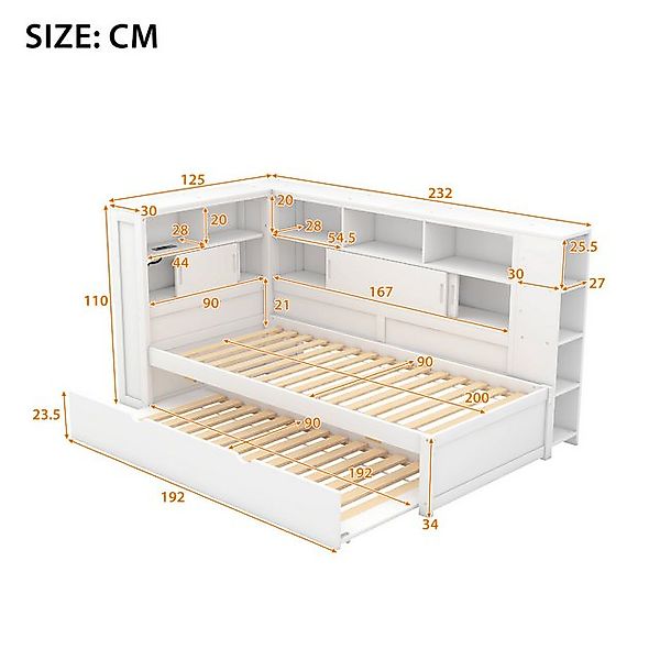 TavilaEcon Daybett Robustes Tagesbett aus Spanplatte und MDF mit Stauraum, günstig online kaufen