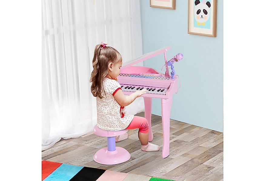 HOMCOM Spielzeug-Musikinstrument Piano Keyboard, Musikinstrument Rosa, (Min günstig online kaufen