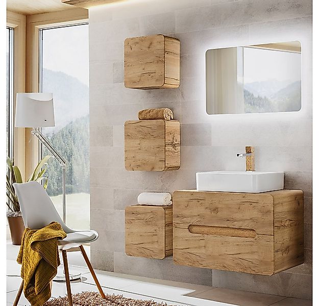 Lomadox Badmöbel-Set LUTON-56-CRAFT, (Spar-Set, 5-St), in Wotan Eiche Nb., günstig online kaufen