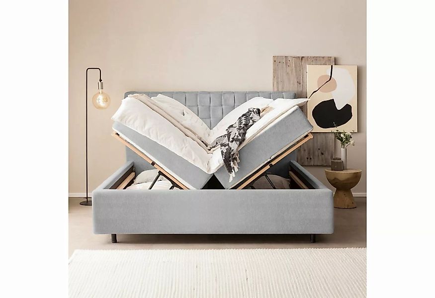 BettCo Stauraumbett Barcelo (in Grau Teddystoff, 160 x 200 cm), Bettkasten günstig online kaufen