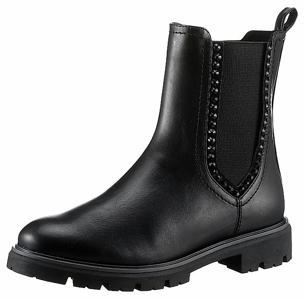 MARCO TOZZI Chelseaboots, Blockabsatz, Stiefelette, Boots, vegan, mit Stras günstig online kaufen