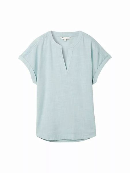 TOM TAILOR Blusenshirt blouse with slub structure, dusty mint blue günstig online kaufen