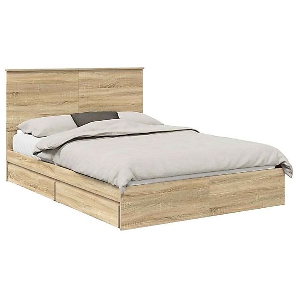 vidaXL Stauraumbett Sonoma-Eiche 150 x 200 cm Holzwerkstoff 3409540 günstig online kaufen