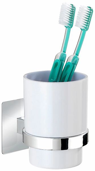 WENKO Zahnputzbecher Quadro, (1-St), Montage ohne Schrauben und Bohren günstig online kaufen