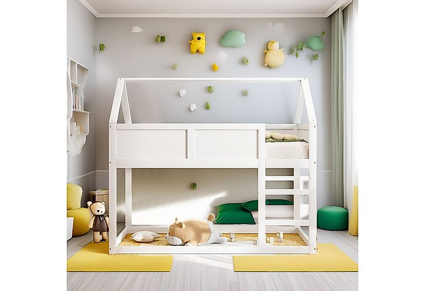 MODFU Etagenbett mit stabiler Treppe, Massivholzrahmen (Niedriges Etagen-Ki günstig online kaufen