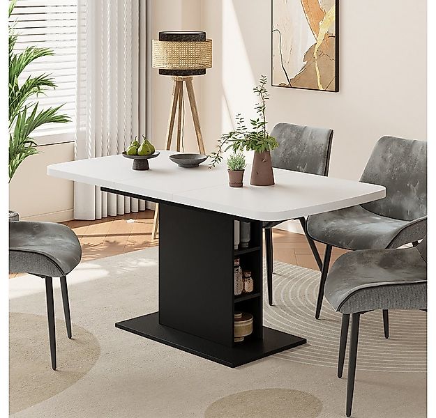 Vicco Esstisch Fenaro, Weiß/Schwarz, 120 x 80 cm mit offenen Fächern günstig online kaufen