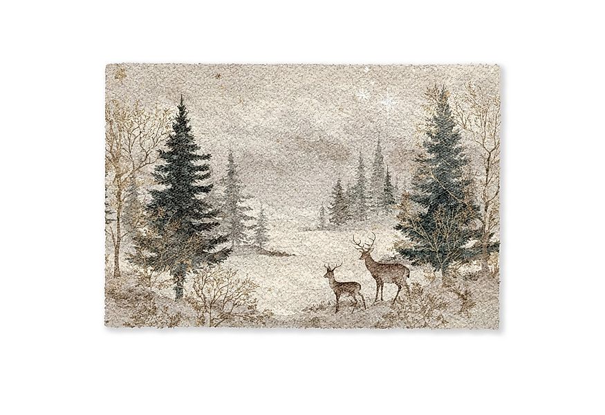 MuchoWow Fußmatte Wald - Hirsche - Winter - Schnee, Rechteckig, innen Schmu günstig online kaufen