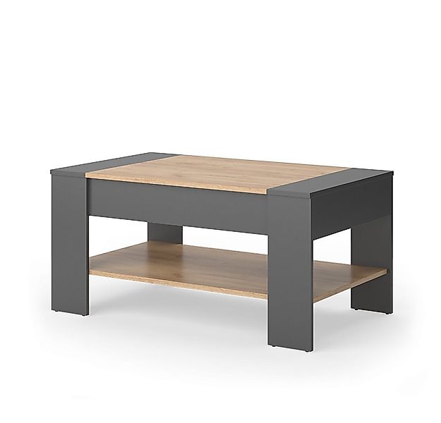 Vicco Couchtisch August, Goldkraft Eiche/Anthrazit, 99.6 x 58.8 cm mit Schu günstig online kaufen