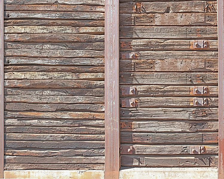 Fototapete "Holzwand Rost" 4,00x2,50 m / Glattvlies Perlmutt günstig online kaufen