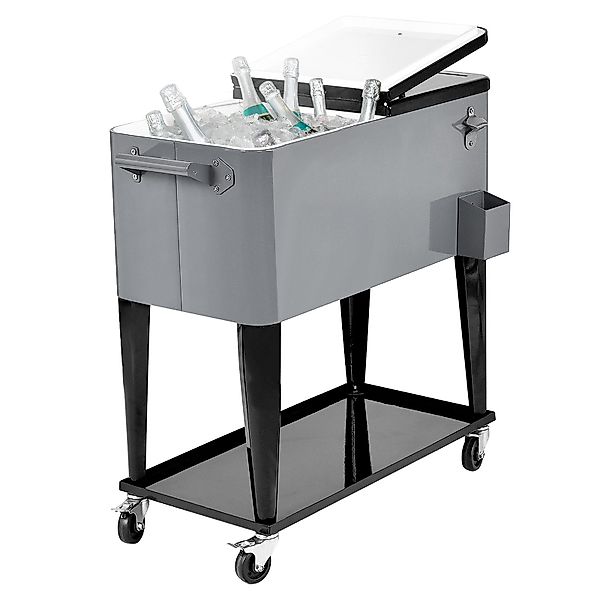 COSTWAY Gartentisch, 76L Kühlwagen, mit Flaschenöffner günstig online kaufen
