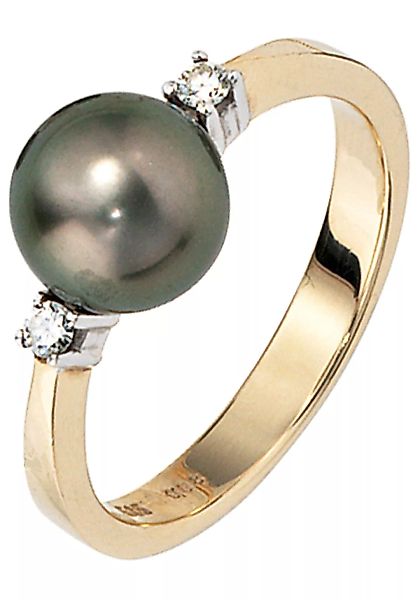 JOBO Perlenring, 585 Gold mit Tahiti-Zuchtperle und 2 Diamanten günstig online kaufen