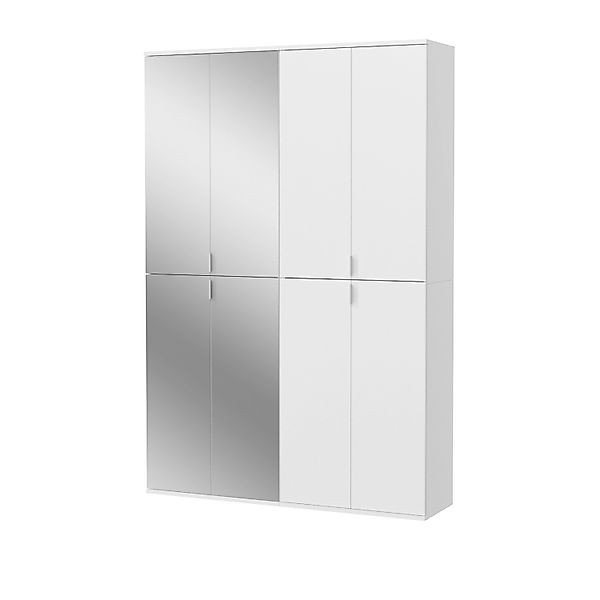 Inn.Furn Schuhschrank Weiß Hochglanz 122 cm mit Spiegel SystemX günstig online kaufen