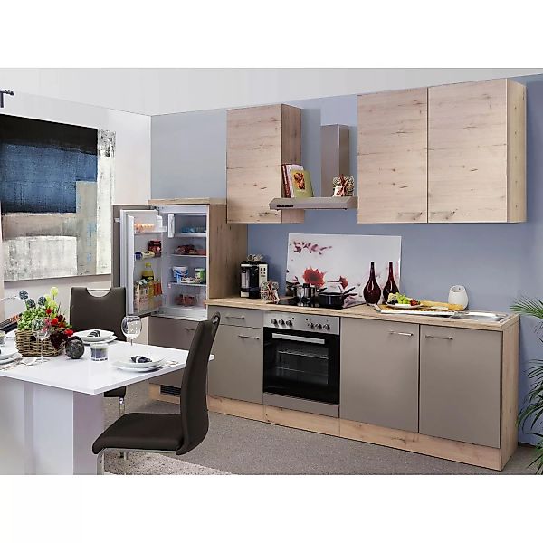 Flex-Well Küchenzeile Arizona 270 cm Quarz Cubanit-San Remo Eiche günstig online kaufen