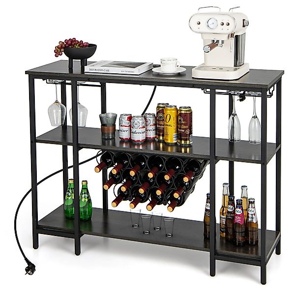 COSTWAY Weinregal, mit Steckdosen & Glashalter, günstig online kaufen