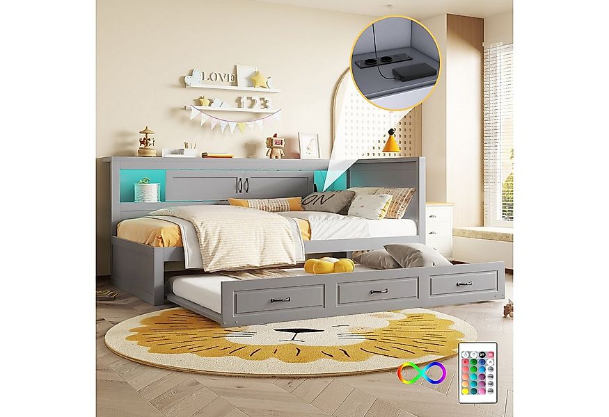 STILVORA Daybett Tagesbett 90×200cm Steckdose + USB Jugendbett Holzbett mit günstig online kaufen
