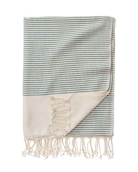 Urbanara Hamamtuch Strandtuch Bolu - Grüngrau & Naturweiß, (1-St), Saunatuc günstig online kaufen