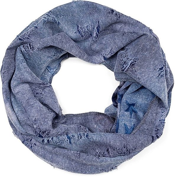 styleBREAKER Loop Loop Schal Destroyed Denim Sterne, (1-St) günstig online kaufen