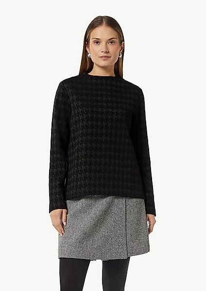 comma Sweatshirt Sweatshirt Jerseyshirt mit Hahnentrittmuster und Stehkrage günstig online kaufen