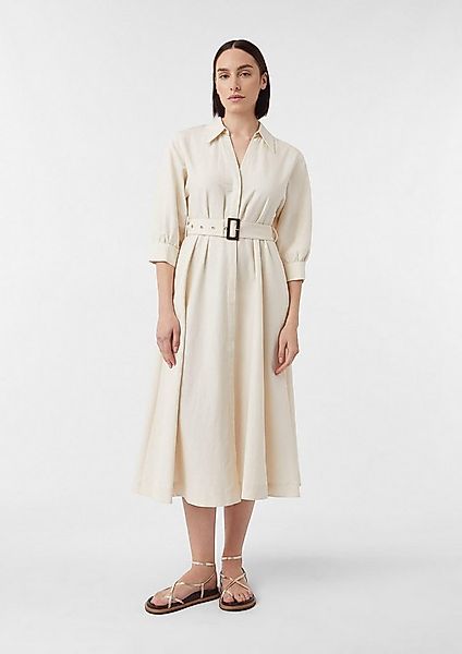 comma Midikleid Kleid Hemdblusenkleid aus Leinenmix mit Bindegürtel, comma günstig online kaufen