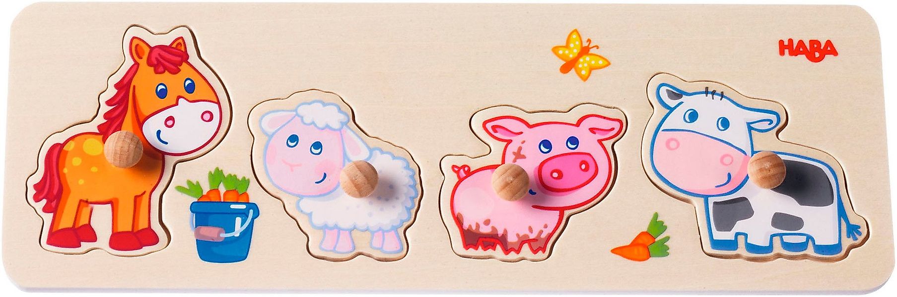 Haba Steckpuzzle Greifpuzzle Bauernhof-Tierkinder, 4 Puzzleteile günstig online kaufen