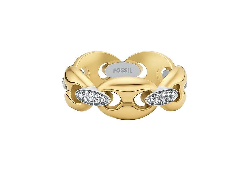 Fossil Fingerring Schmuck Geschenk Edelstahl HERITAGE, mit Glasstein günstig online kaufen