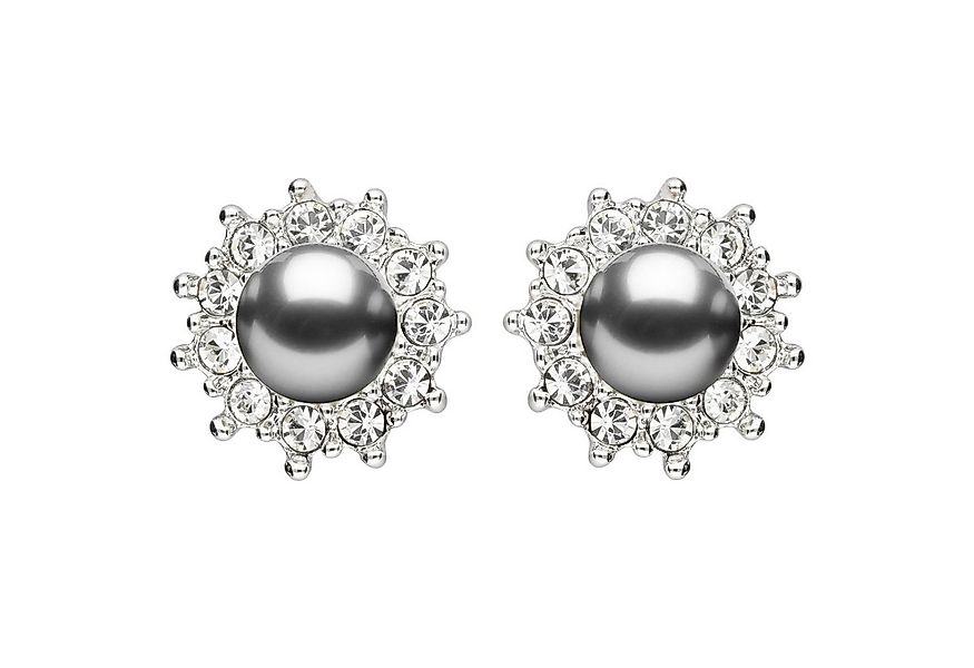 LÖB Paar Ohrstecker 750er Weißgold vergoldet Ohrringe Blumen Zirkonia Perle günstig online kaufen