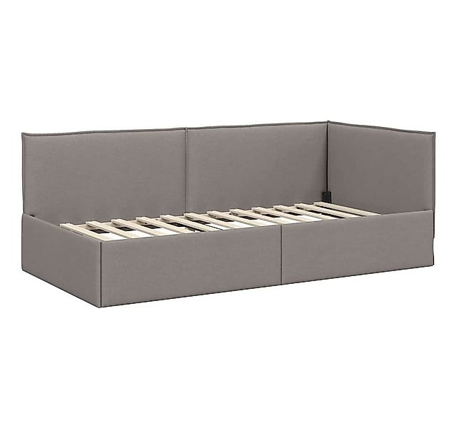 vidaXL Bett Eckbettgestell mit Kopfteil Taupe 100 cm x 200 cm Stoff (1-tlg) günstig online kaufen