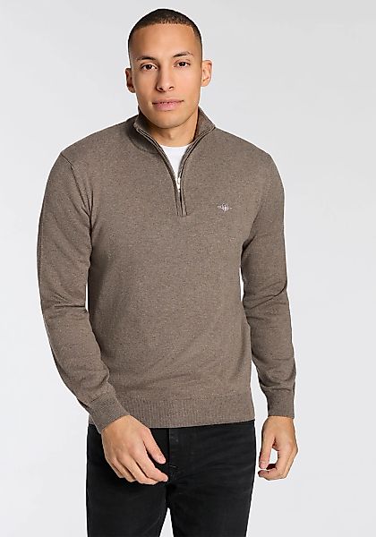 Gant Stehkragenpullover "COTTON/WOLL HALF ZIP" mit Rippstrick-Details, norm günstig online kaufen