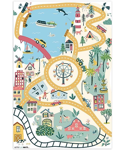 LetsPlaymats Spielmatte Riesenrad - Stadt - Tiere - Auto - Kinder, Krabbelm günstig online kaufen