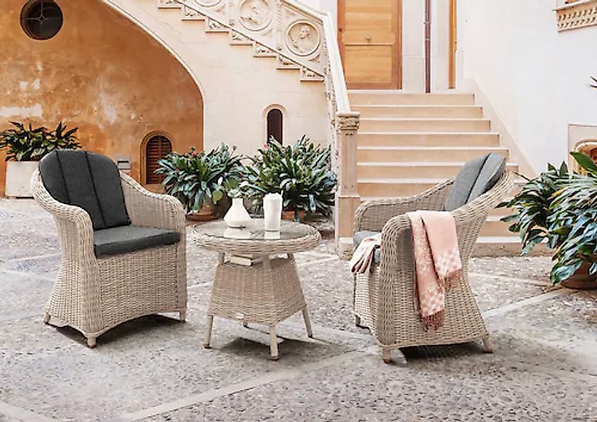 Destiny Balkonset »MALAGA« 2x Sessel, 1x Beistelltisch, inkl. Auflagen, 7 S günstig online kaufen