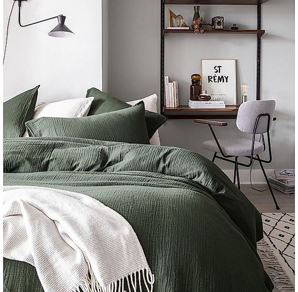 Sandiik Bettwäsche Musselin Bettwäsche in Olivgrün aus 100% Baumwolle, Hoch günstig online kaufen