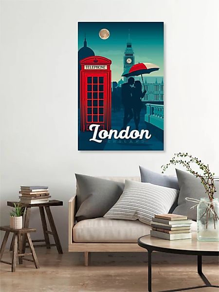 Poster / Leinwandbild - London Vintage Travel Wandbild günstig online kaufen
