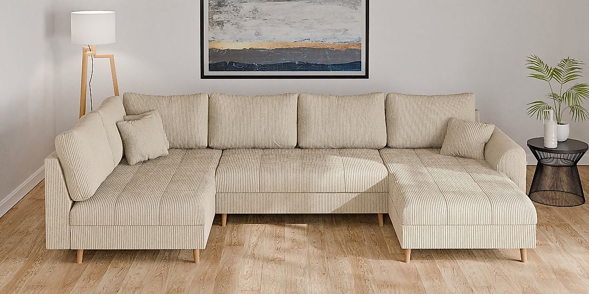 Home affaire Wohnlandschaft "CHARRE U-Form mit Ottomane, Maße B/T/H: 310/16 günstig online kaufen