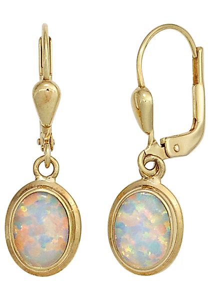 JOBO Paar Ohrhänger, oval 333 Gold mit synthetischem Opalen günstig online kaufen