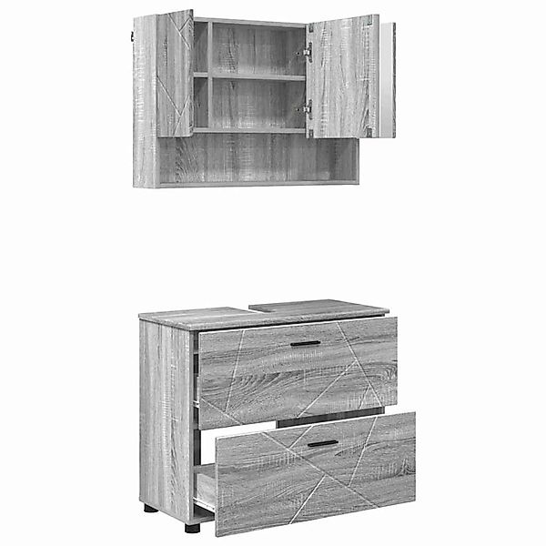 vidaXL Badezimmermöbel-Set 2-Tlg Grau Sonoma Sperrholz und Metall 3393019 günstig online kaufen