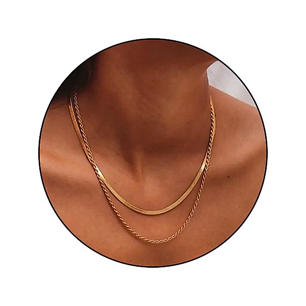 GOLDKLEIN Edelstahlkette Edelstahl vergoldet Schmuck doppelt günstig online kaufen