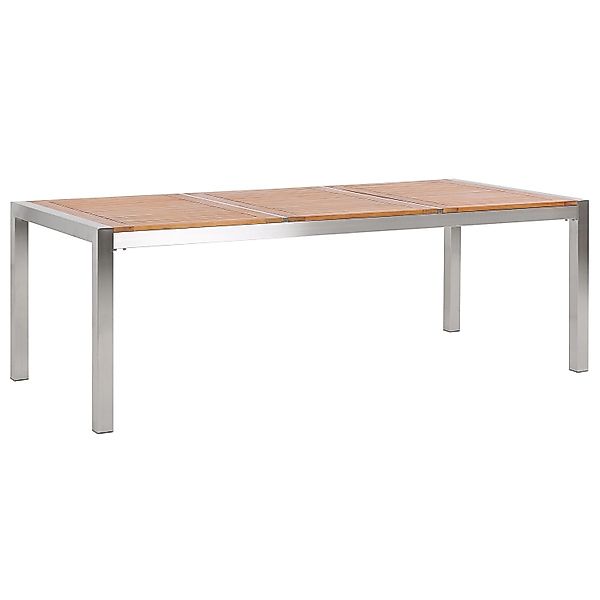 Beliani Gartentisch GROSSETO Heller Holzfarbton Silber 220x100x74 günstig online kaufen