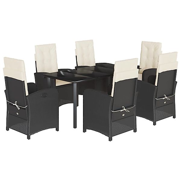 vidaXL 7-Tlg Garten-Essgruppe mit Kissen Schwarz Poly Rattan 3212306 günstig online kaufen