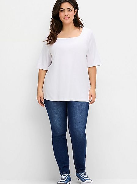 Sheego T-Shirt T-Shirt Kurzarm mit Karree-Ausschnitt, leicht tailliert günstig online kaufen