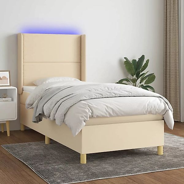 Vidaxl Boxspringbett Mit Matratze & Led Creme 90x200 Cm Stoff günstig online kaufen