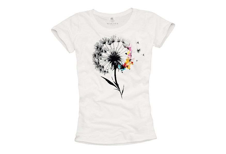 MAKAYA T-Shirt Damen Top mit Pusteblume – Boho Blumenprint Floraler Look (W günstig online kaufen